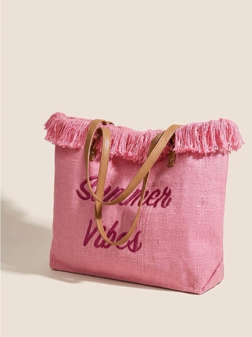 Zenana SUMMER VIBES FRINGE CANVAS TOTE BAG - Picture 3 of 3